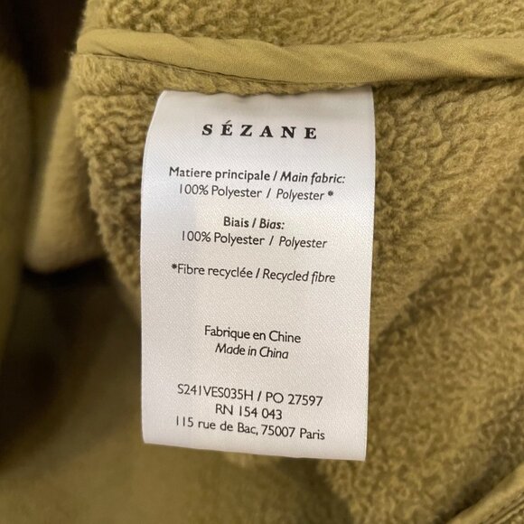 EUC Sezane Adana Colorblock Half Zip Sweatshirt Olive Ecru Brown 40, 8, M - Picture 6 of 7